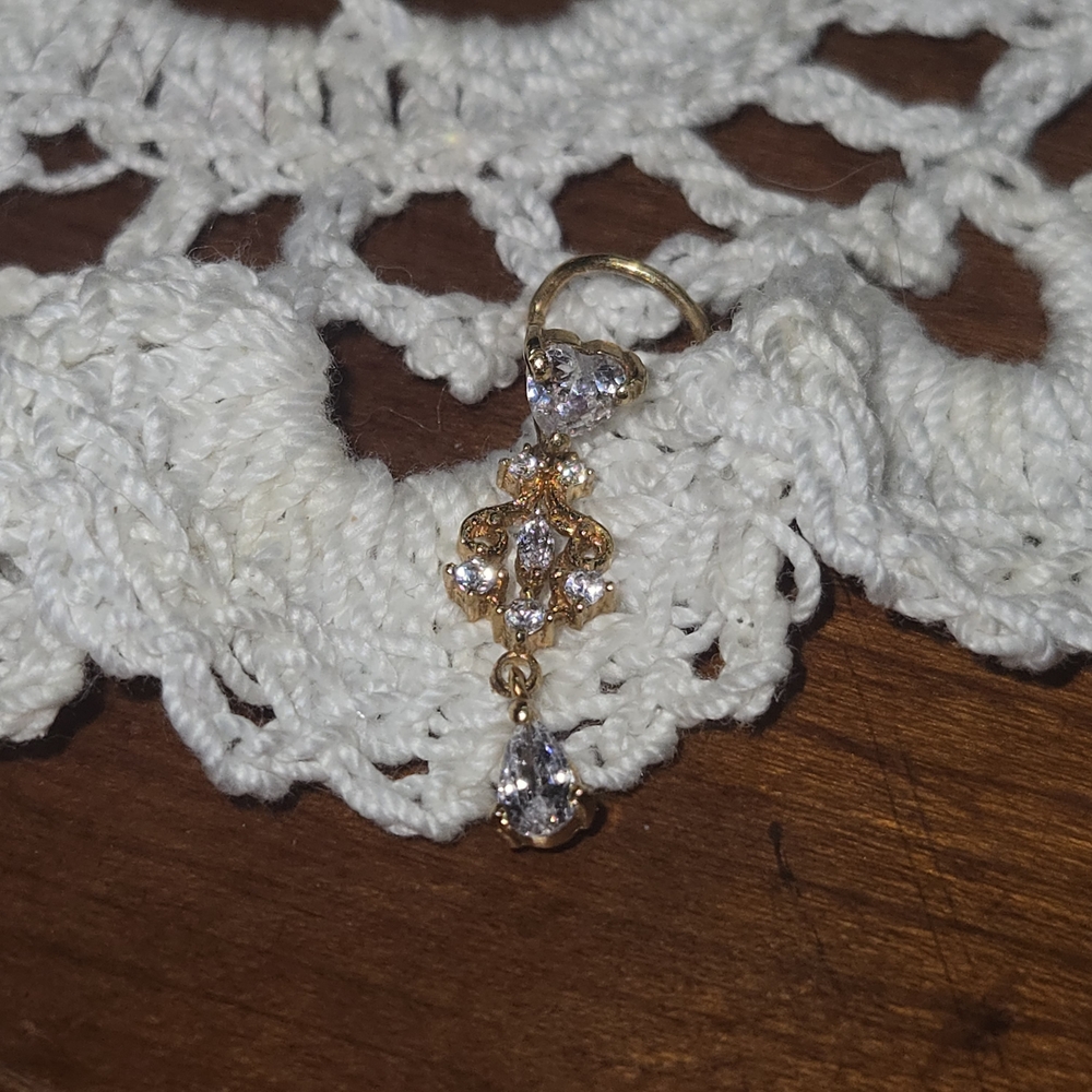 NWOT Gold and Silver Crystal Drop Nose Ring